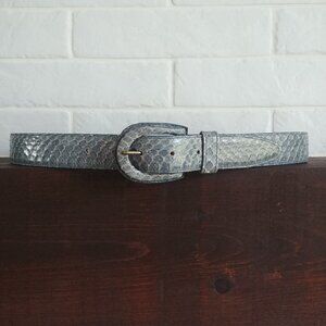 Vintage Ceinture Emmanuel genuine reptile leather light blue Medium